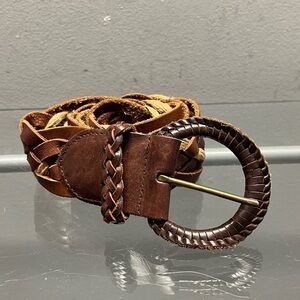 Hollister Brown Braided Leather Belt with Metal Buckle
